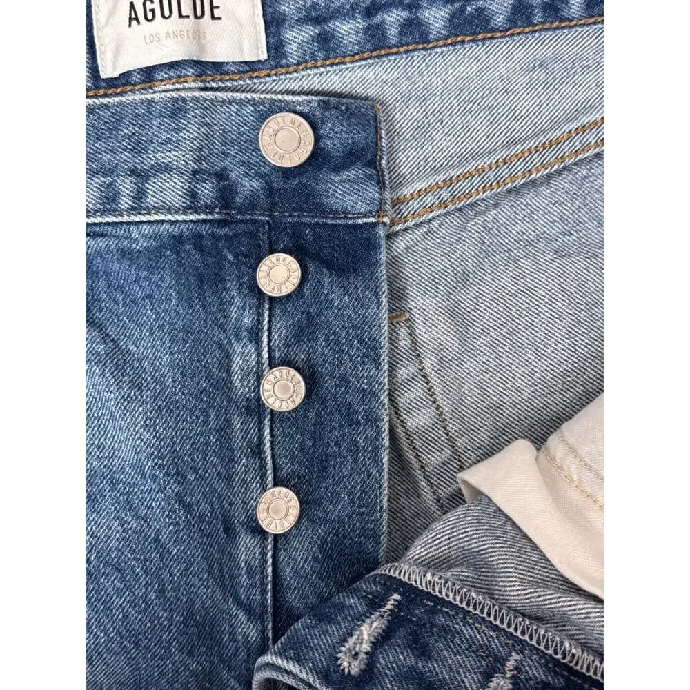 AGOLDE Parker Long Jean Shorts 32 Womens Cut Off Denim